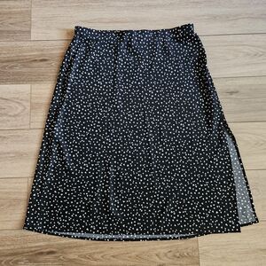 A New Day Black and White Heart Midi Skirt